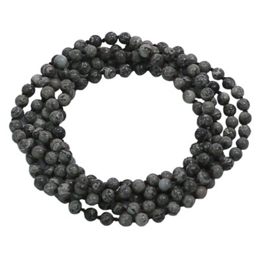 58" Black Network Agate Necklace Stone of Inner Stability